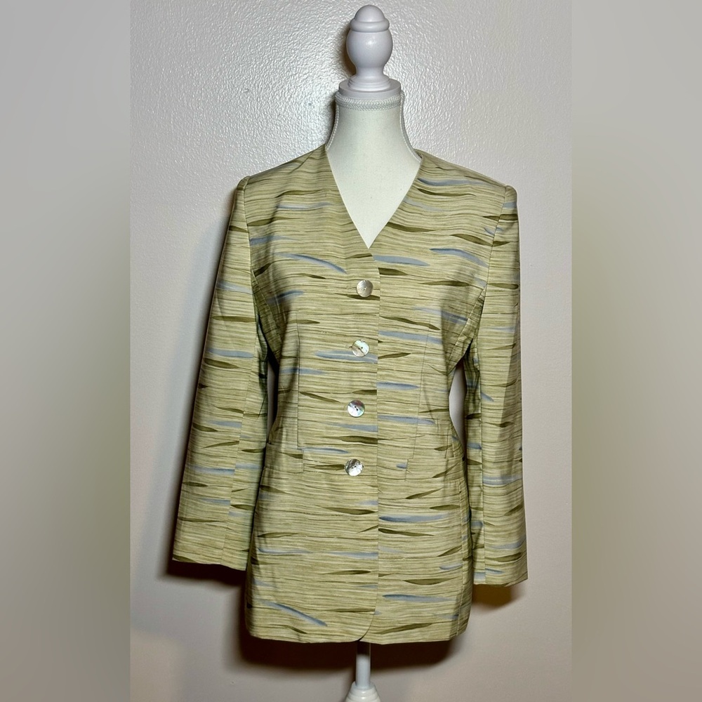 Le Suit Women's Patterned Tan Blazer